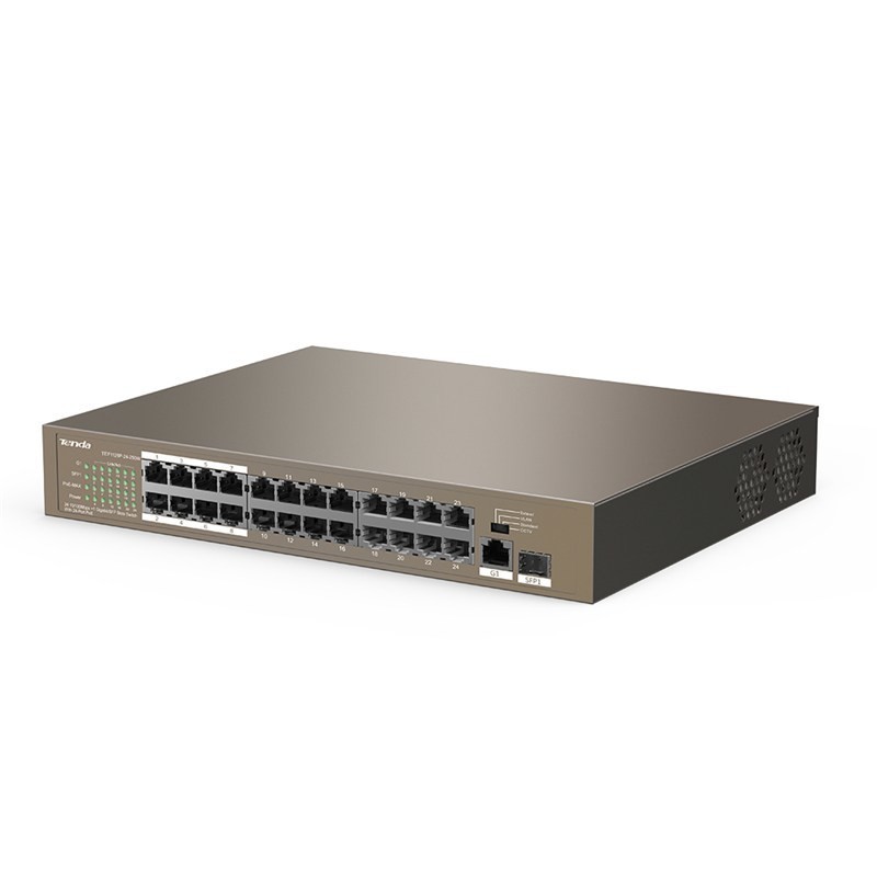 Tenda TEF1126P-24-250W switch di rete Non gestito Fast Ethernet (10 100) Supporto Power over Ethernet (PoE) Grigio