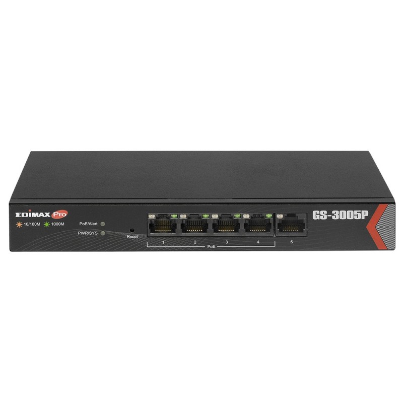 Edimax GS-3005P switch di rete Gestito Gigabit Ethernet (10 100 1000) Supporto Power over Ethernet (PoE) Nero