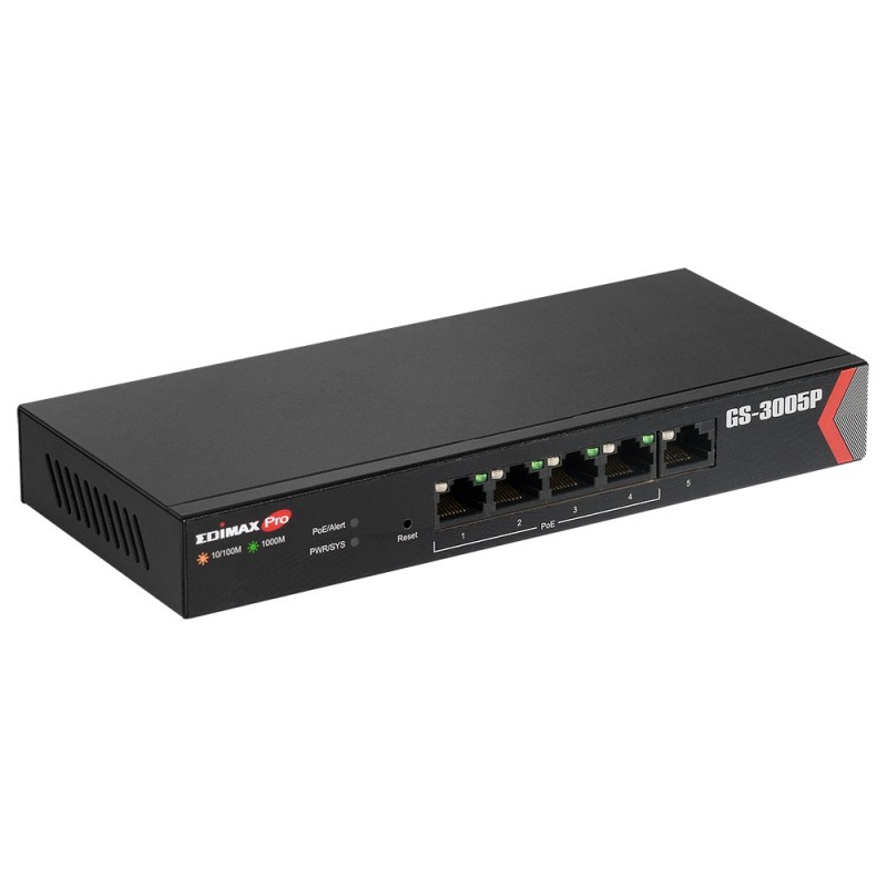 Edimax GS-3005P switch di rete Gestito Gigabit Ethernet (10 100 1000) Supporto Power over Ethernet (PoE) Nero