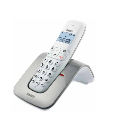 Saiet SLIDE Telefono DECT Identificatore di chiamata Argento, Bianco