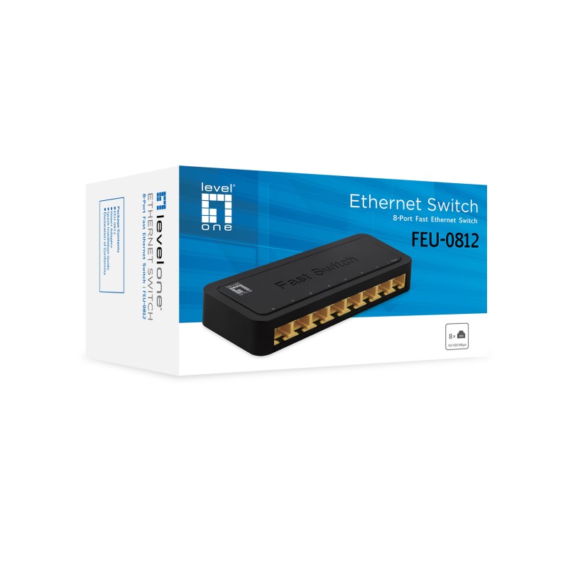 LevelOne FEU-0812 switch di rete Non gestito Fast Ethernet (10 100) Nero