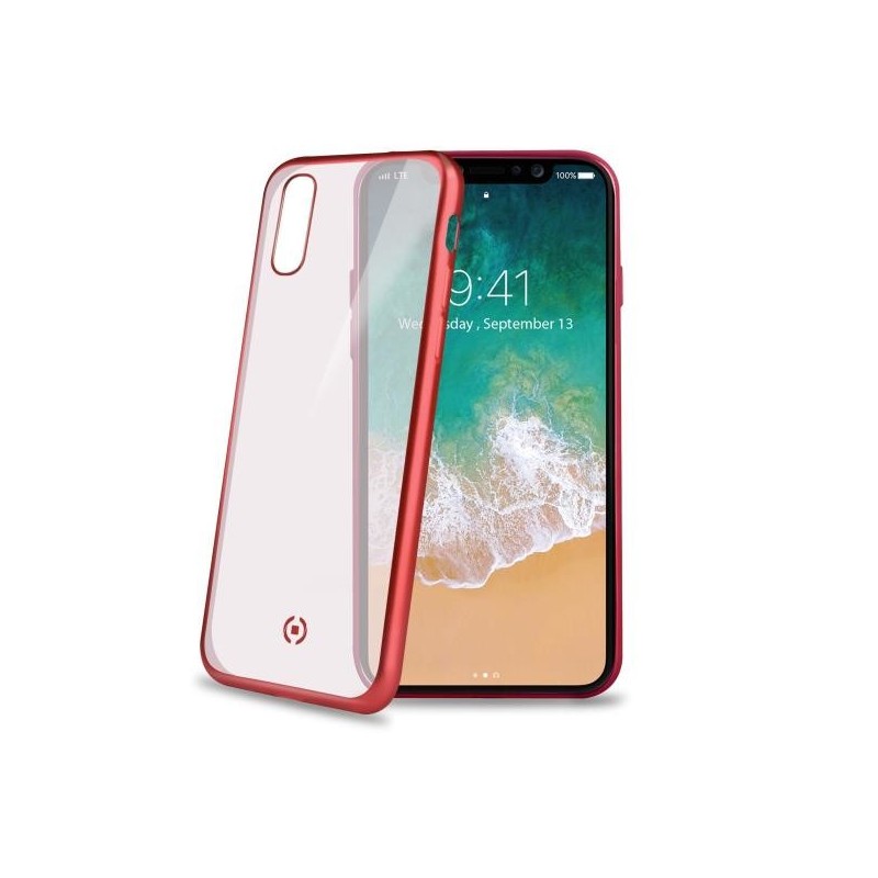 Celly Laser Matt custodia per cellulare 14,7 cm (5.8") Cover Rosso, Trasparente