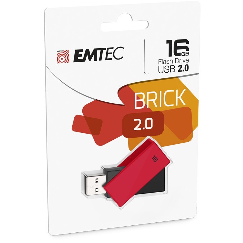 Emtec C350 Brick unità flash USB 16 GB USB tipo A 2.0 Nero, Rosso