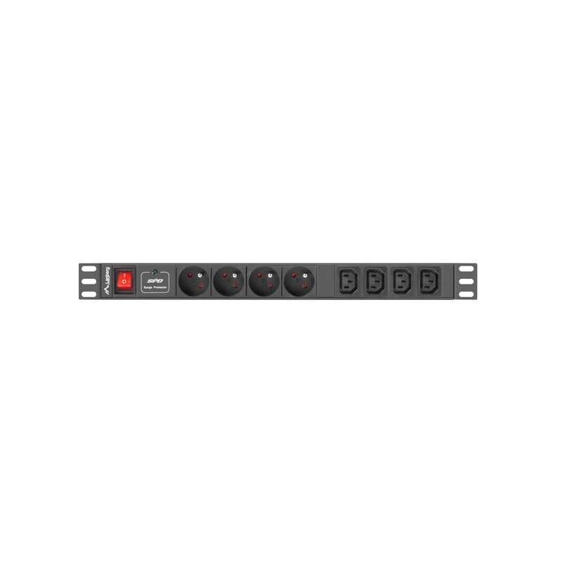 Lanberg PDU-04E04I-0200-IEC-BK unità di distribuzione dell'energia (PDU) 4 presa(e) AC 1U Nero