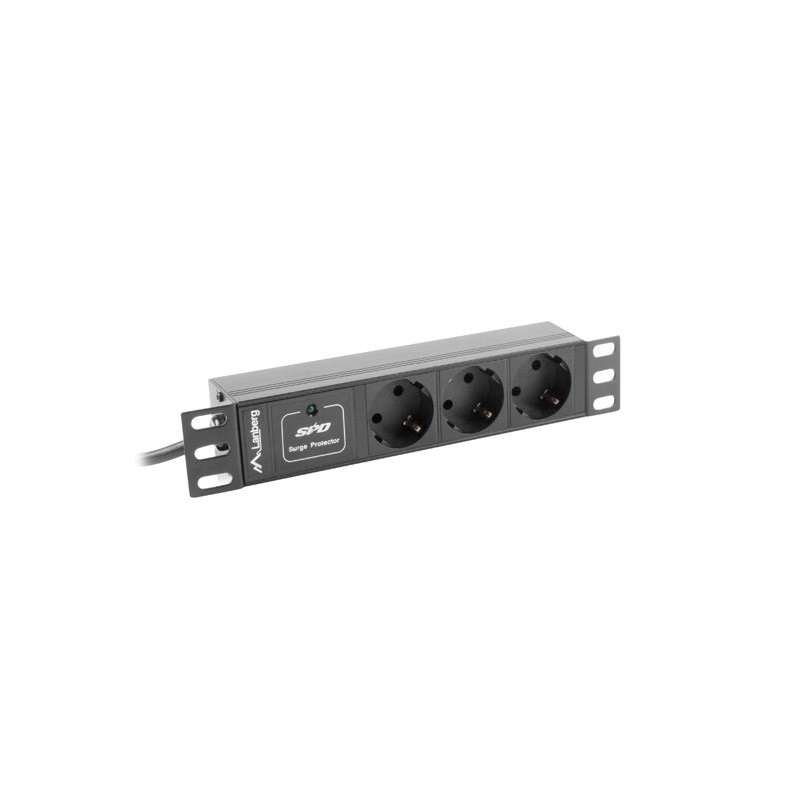 Lanberg PDU-03F-0200-BK unità di distribuzione dell'energia (PDU) 3 presa(e) AC 1U Nero