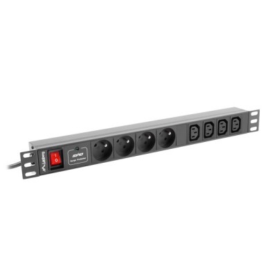 Lanberg PDU-04E04I-0200-BK unità di distribuzione dell'energia (PDU) 4 presa(e) AC 1U Nero
