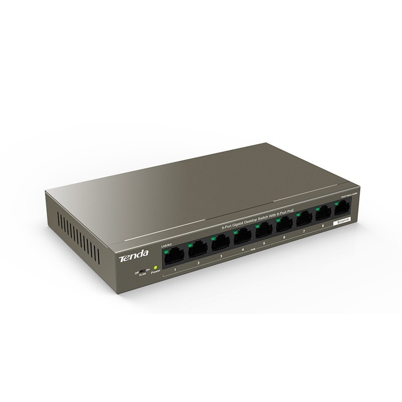 Tenda TEG1109P-8-102W switch di rete Non gestito Gigabit Ethernet (10 100 1000) Supporto Power over Ethernet (PoE) Grigio