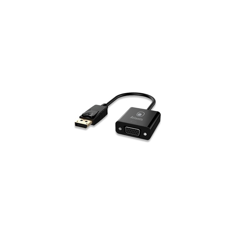 Atlantis Land A04-DP_VGA cavo e adattatore video 0,2 m VGA (D-Sub) DisplayPort Nero