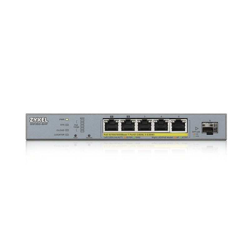 Zyxel GS1350-6HP-EU0101F switch di rete Gestito L2 Gigabit Ethernet (10 100 1000) Supporto Power over Ethernet (PoE) Grigio