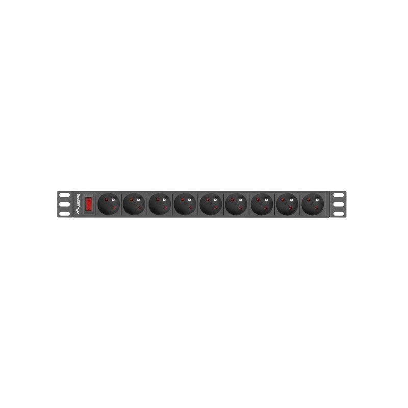 Lanberg PDU-09E-0300-BK unità di distribuzione dell'energia (PDU) 9 presa(e) AC 1U Nero