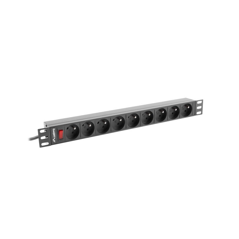 Lanberg PDU-09E-0300-BK unità di distribuzione dell'energia (PDU) 9 presa(e) AC 1U Nero