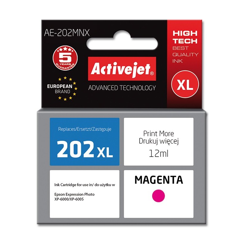 Activejet AE-202MNX cartuccia d'inchiostro 1 pz Compatibile Resa elevata (XL) Magenta