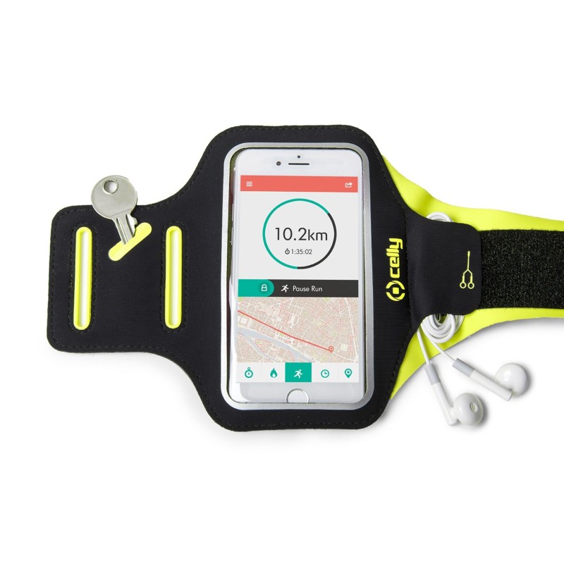 Celly Armband - Smartphone custodia per cellulare 16,5 cm (6.5") Fascia da braccio Nero, Giallo