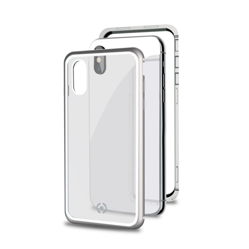 Celly Attraction - iPhone Xs X custodia per cellulare 14,7 cm (5.8") Cover Argento, Trasparente