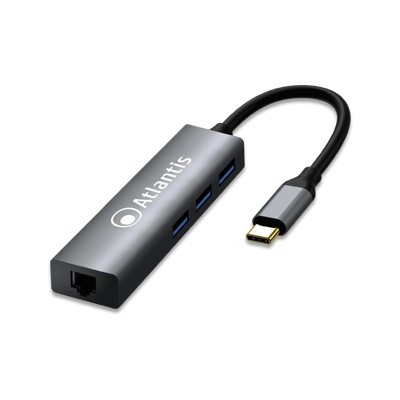 Atlantis Land A04-TC_LAN+HB replicatore di porte e docking station per laptop USB 3.2 Gen 1 (3.1 Gen 1) Type-C Nero