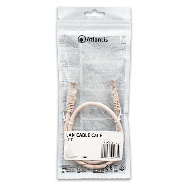 Atlantis Land P019-LAN_6-U-0 cavo di rete Bianco 0,5 m Cat6 U UTP (UTP)