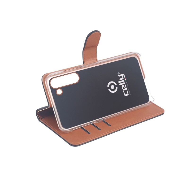 Celly Wally custodia per cellulare 16 cm (6.3") Custodia a libro Nero, Marrone