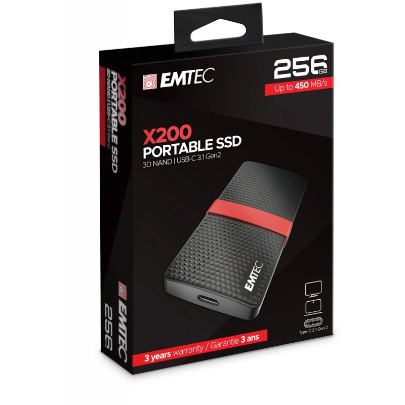 Emtec X200 256 GB Nero, Rosso