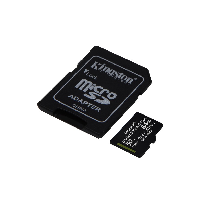 Kingston Technology Scheda micSDXC Canvas Select Plus 100R A1 C10 da 64GB + adattatore
