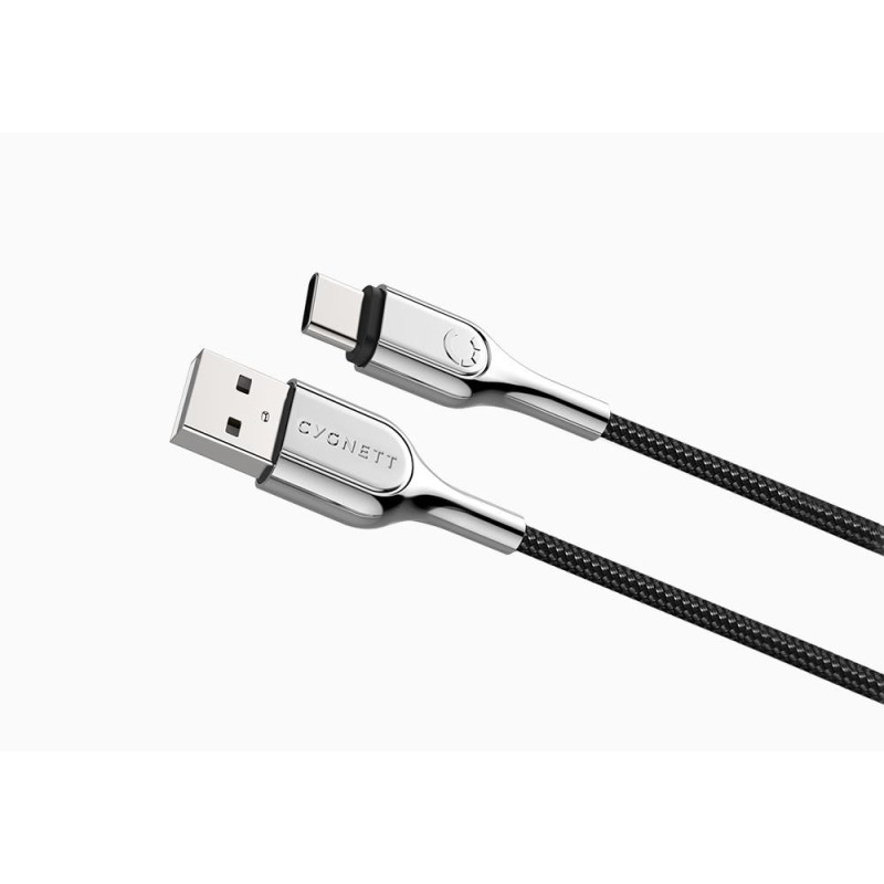 Cygnett CY2682PCUSA cavo USB 2 m USB 2.0 USB C USB A Nero, Acciaio inossidabile