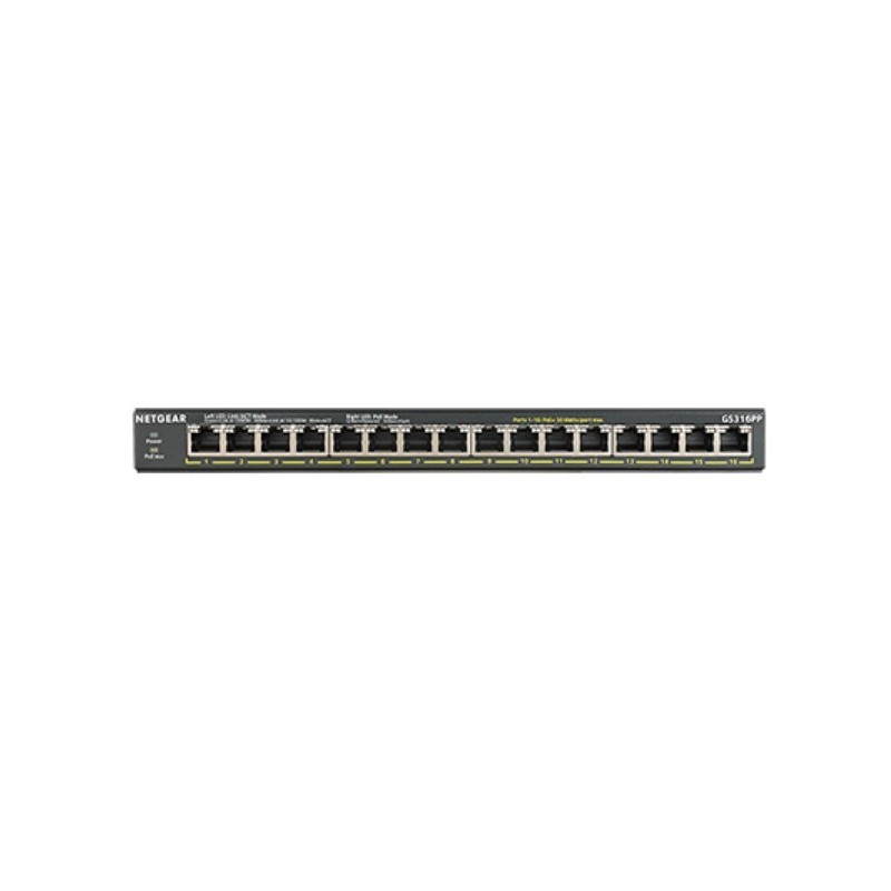 NETGEAR GS316PP Non gestito Gigabit Ethernet (10 100 1000) Supporto Power over Ethernet (PoE) Nero