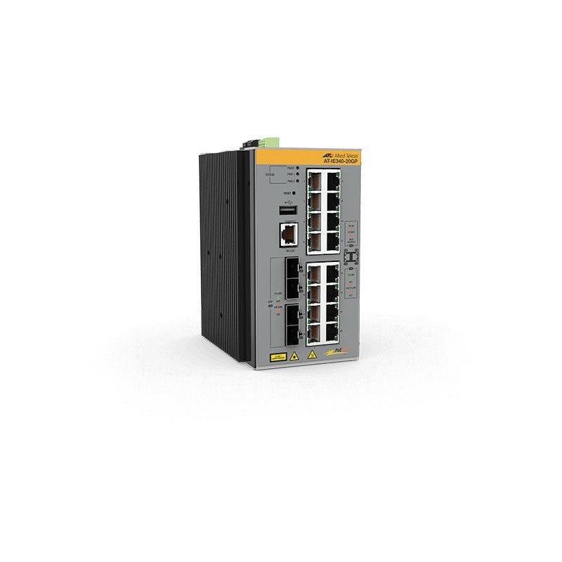 Allied Telesis AT-IE340-20GP-80 Gestito L3 Gigabit Ethernet (10 100 1000) Supporto Power over Ethernet (PoE) Grigio