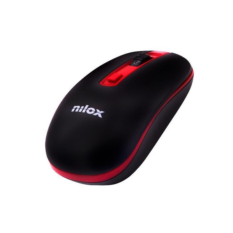 Nilox WIRELESS BLACK RED 1000 DPI mouse Wi-Fi Ottico 1600 DPI