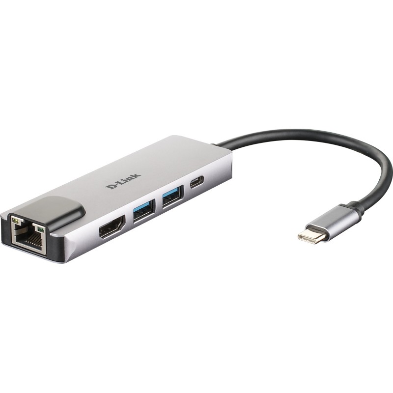 D-Link DUB-M520 replicatore di porte e docking station per laptop Cablato Thunderbolt 3 Alluminio, Nero