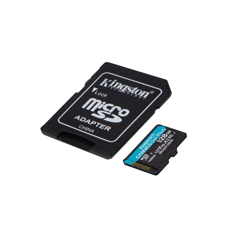 Kingston Technology Scheda microSDXC Canvas Go Plus 170R A2 U3 V30 da 128GB + adattatore