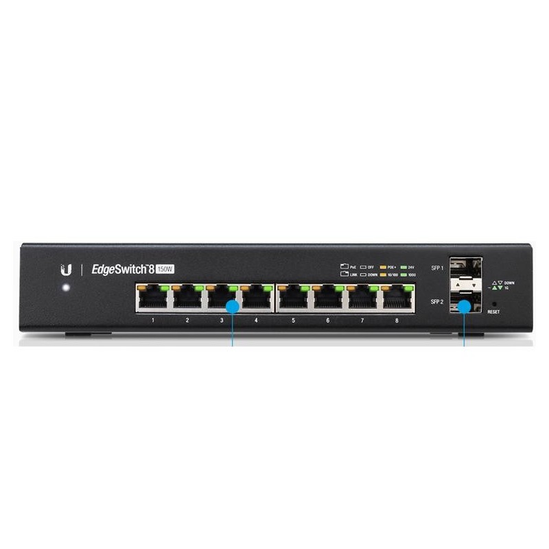 Ubiquiti EdgeSwitch 8 150W Gestito L2 L3 Gigabit Ethernet (10 100 1000) Supporto Power over Ethernet (PoE) Nero