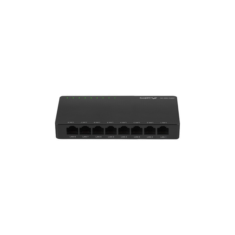 Lanberg DSP2-1008-12V switch di rete Non gestito Gigabit Ethernet (10 100 1000) Nero