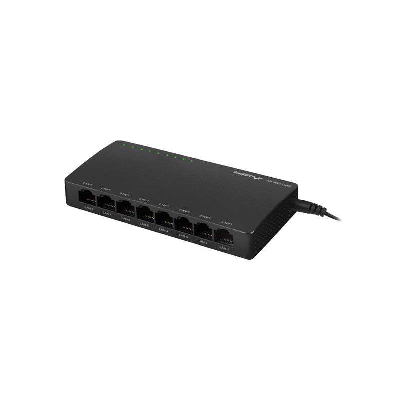 Lanberg DSP2-1008-12V switch di rete Non gestito Gigabit Ethernet (10 100 1000) Nero