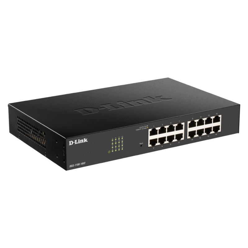 D-Link DGS-1100-16V2 switch di rete Gestito L2 Gigabit Ethernet (10 100 1000) Nero