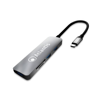 Atlantis Land A04-TC_CR+HB replicatore di porte e docking station per laptop USB 3.2 Gen 1 (3.1 Gen 1) Type-C Grigio