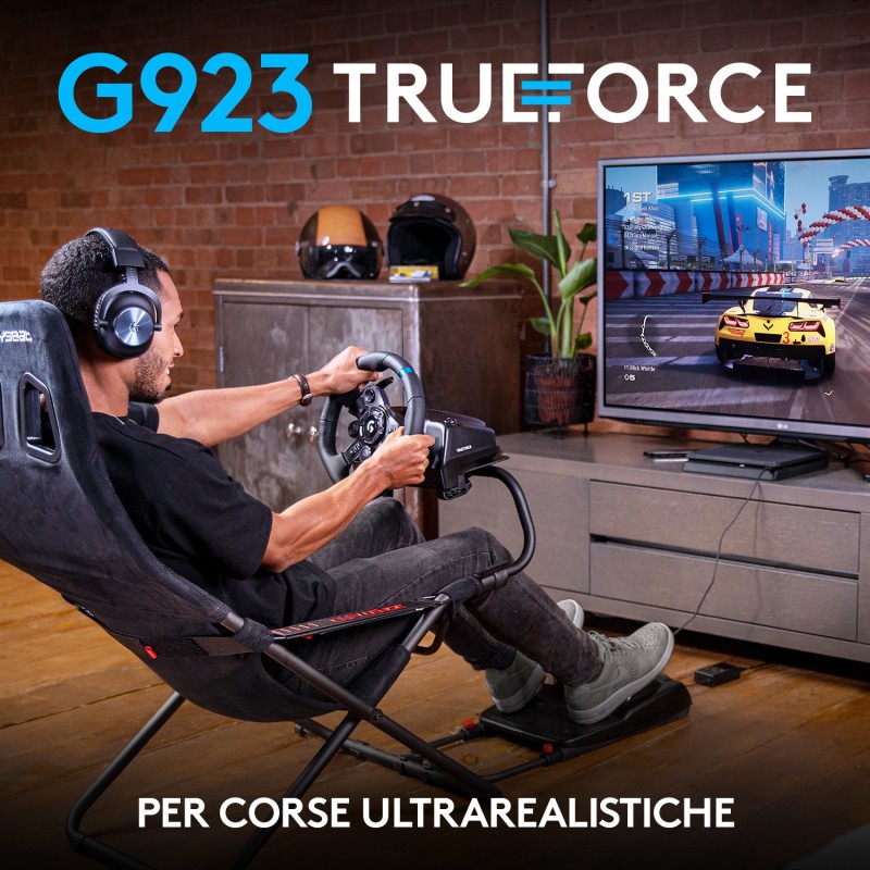 Logitech G G923 Nero USB 2.0 Sterzo + Pedali Analogico Digitale PC, PlayStation 4, PlayStation 5