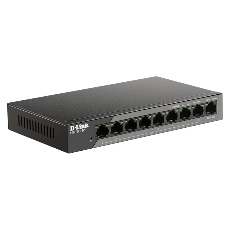 D-Link DSS-100E-9P switch di rete Non gestito Fast Ethernet (10 100) Supporto Power over Ethernet (PoE) Nero