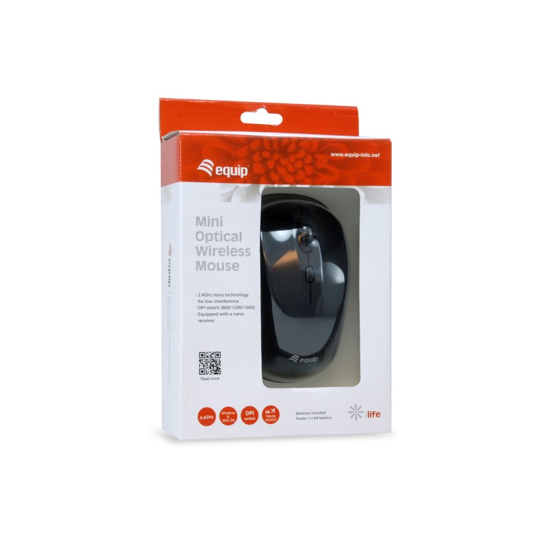 Equip 245108 mouse Ambidestro RF Wireless Ottico 1600 DPI