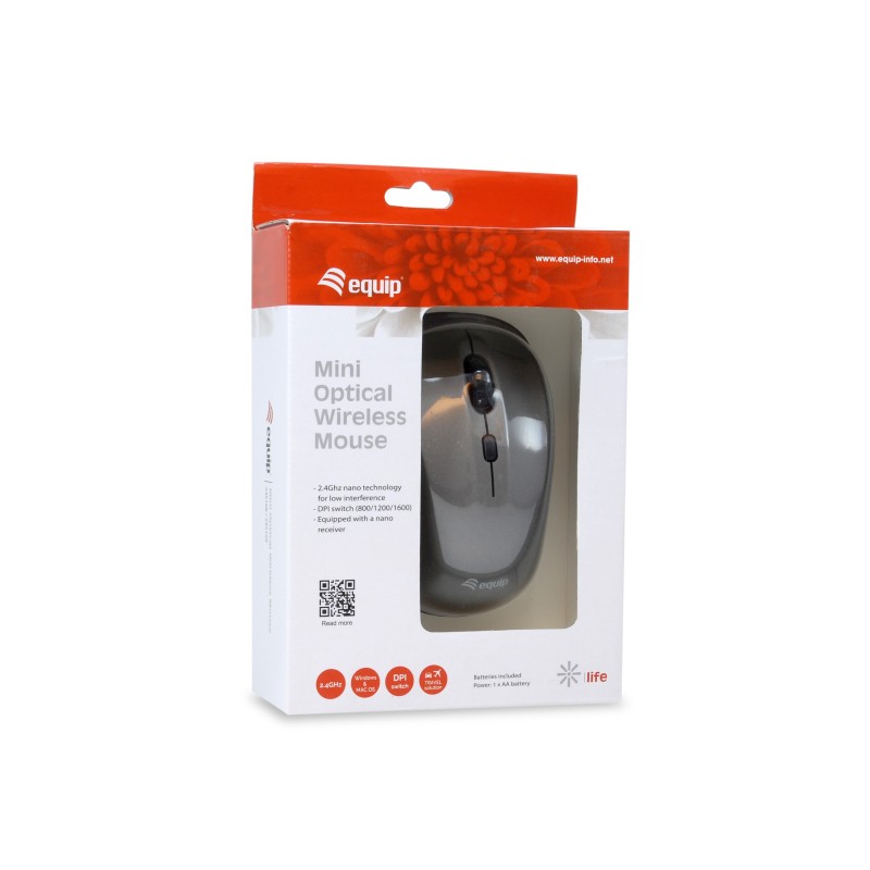 Equip 245109 mouse Ambidestro RF Wireless Ottico 1600 DPI