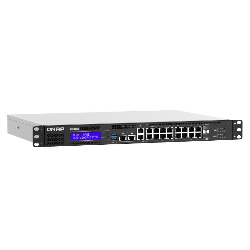 QNAP QGD-1602P Gestito L2 Gigabit Ethernet (10 100 1000) Supporto Power over Ethernet (PoE) 1U Nero, Grigio