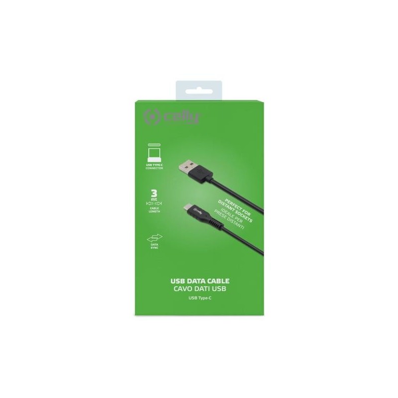 Celly USB-C3MBK cavo USB 3 m USB A USB C Nero