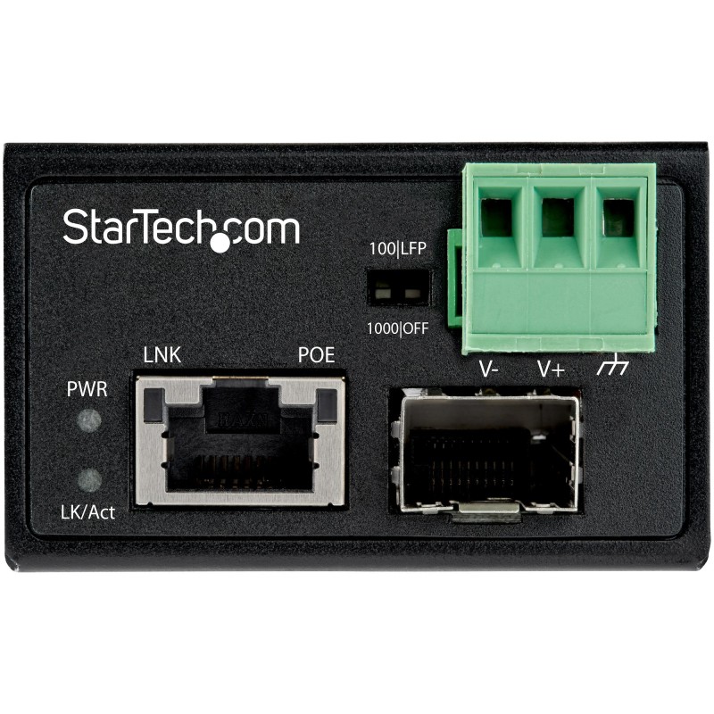 StarTech.com Media converter fibra a Ethernet 30W - Convertitore gigabit fibra ottica rame per uso industriale - PoE+ Media