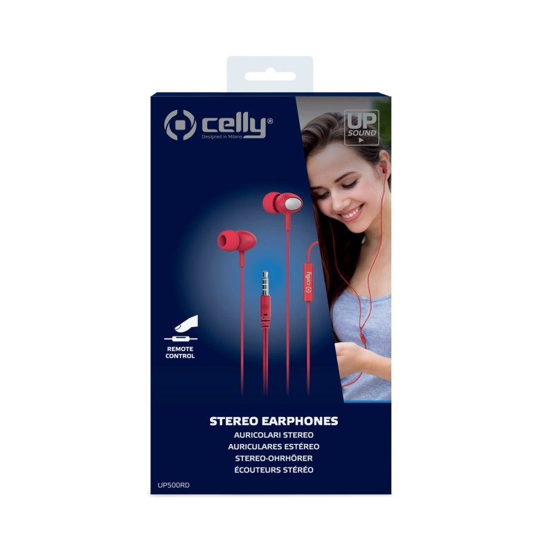 Celly UP500 Auricolare Cablato In-ear Musica e Chiamate Rosso