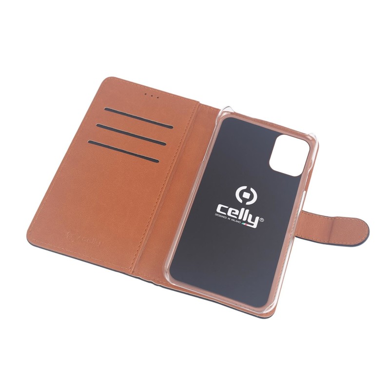 Celly Wally custodia per cellulare 13,7 cm (5.4") Custodia a libro Nero, Marrone