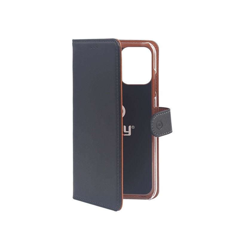 Celly Wally custodia per cellulare 15,5 cm (6.1") Custodia a libro Nero, Marrone