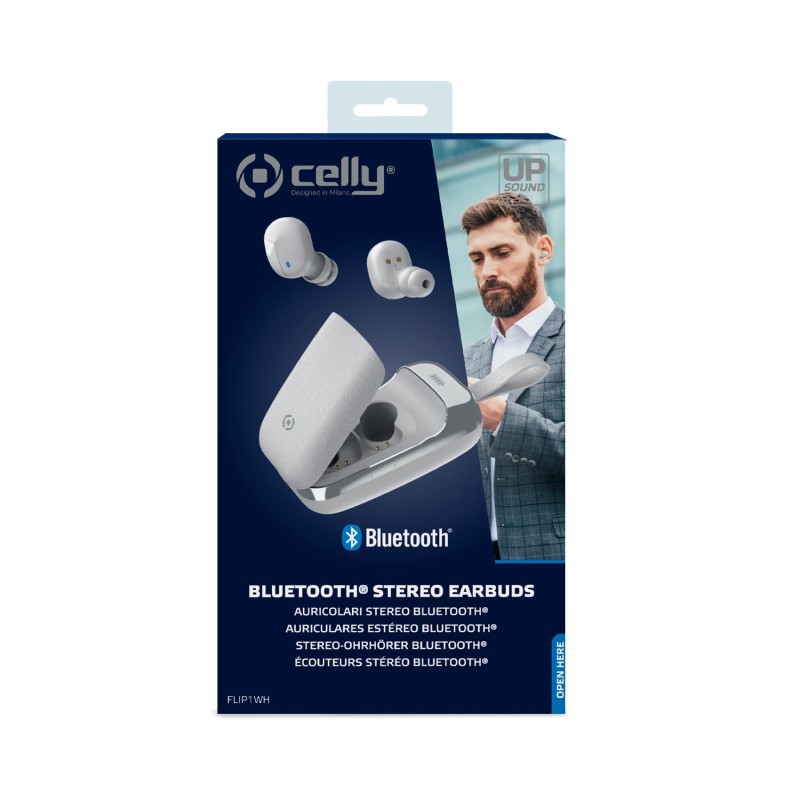 Celly Flip1 Auricolare Wireless In-ear Musica e Chiamate Bluetooth Bianco