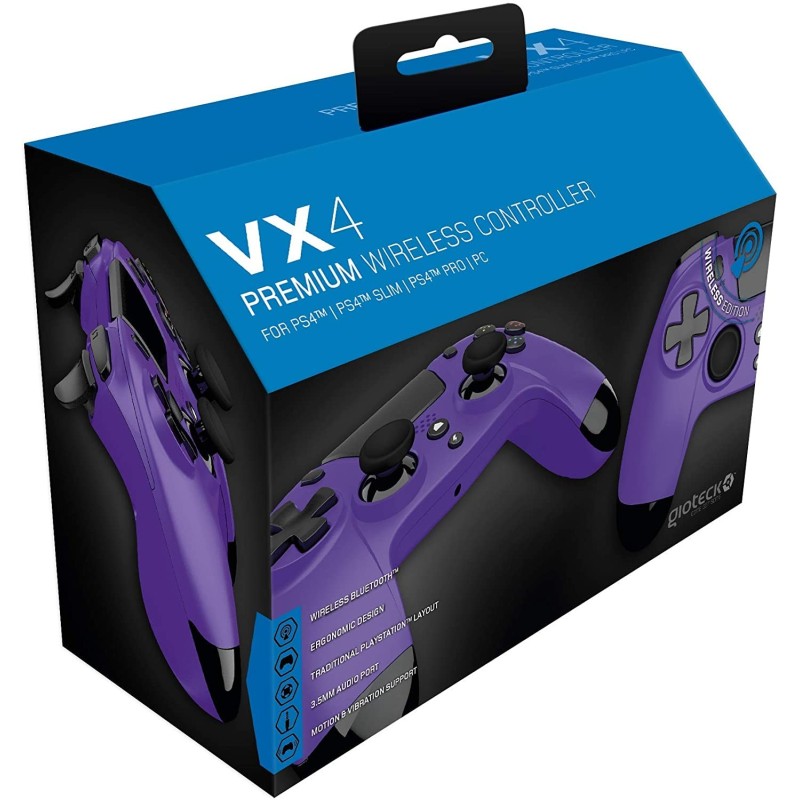 Gioteck VX4 Viola Bluetooth Gamepad Analogico Digitale PlayStation 4