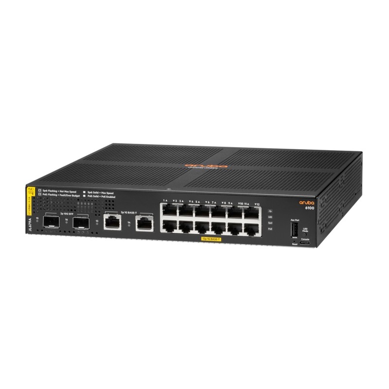 Aruba 6100 12G Class4 PoE 2G 2SFP+ 139W Gestito L3 Gigabit Ethernet (10 100 1000) Supporto Power over Ethernet (PoE) 1U Nero