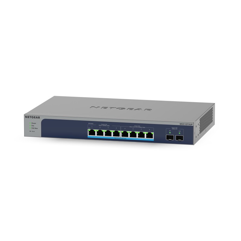 NETGEAR 8-Port Multi-Gigabit 10G Ethernet Ultra60 PoE++ Smart Switch with 2 SFP+ Ports (MS510TXUP) Gestito L2+ 10G Ethernet