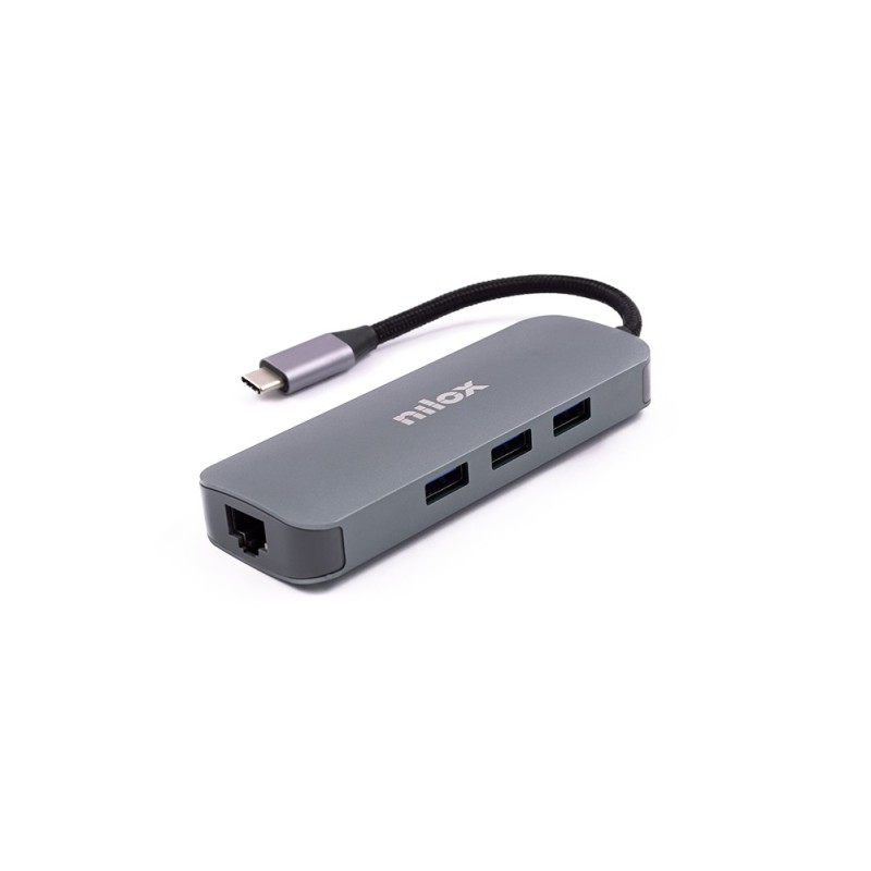 Nilox DOCKING STAT HDMI VGA PD ETH 3USB USB 3.2 Gen 1 (3.1 Gen 1) Type-C Alluminio