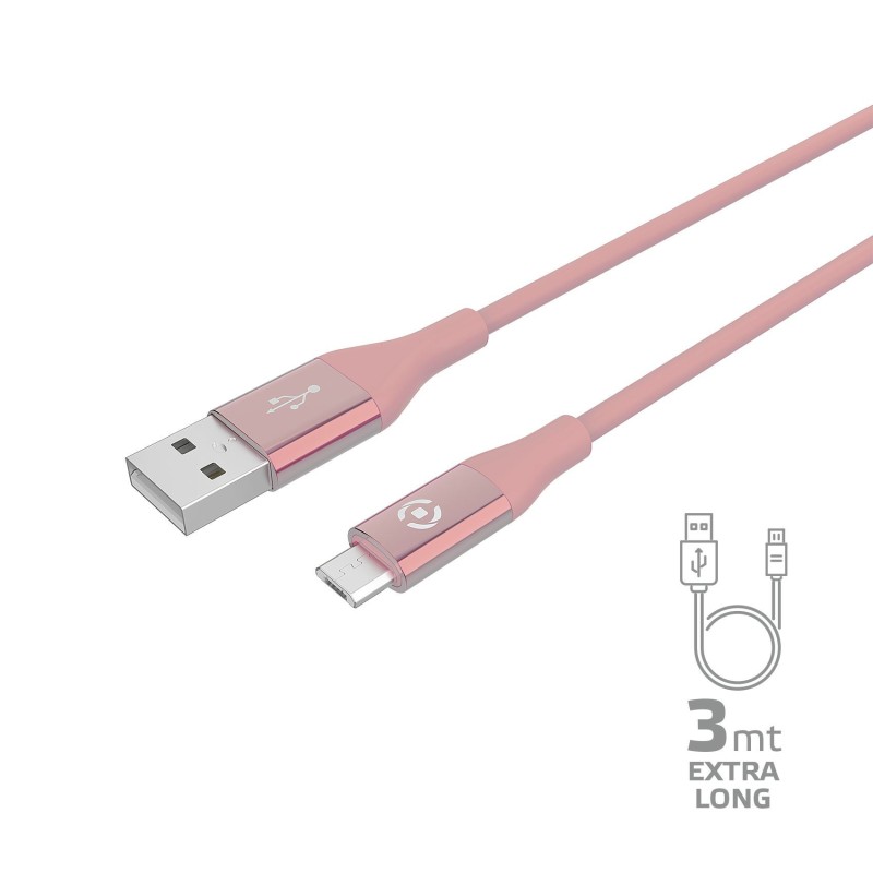 Celly USBMICROCOL3MPK cavo USB 3 m USB A Micro-USB B Rosa